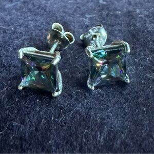 Mystic Topaz Silver Stud Earrings